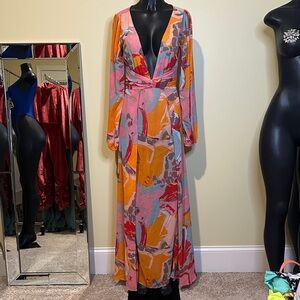 Colorful V-Neck Maxi Dress